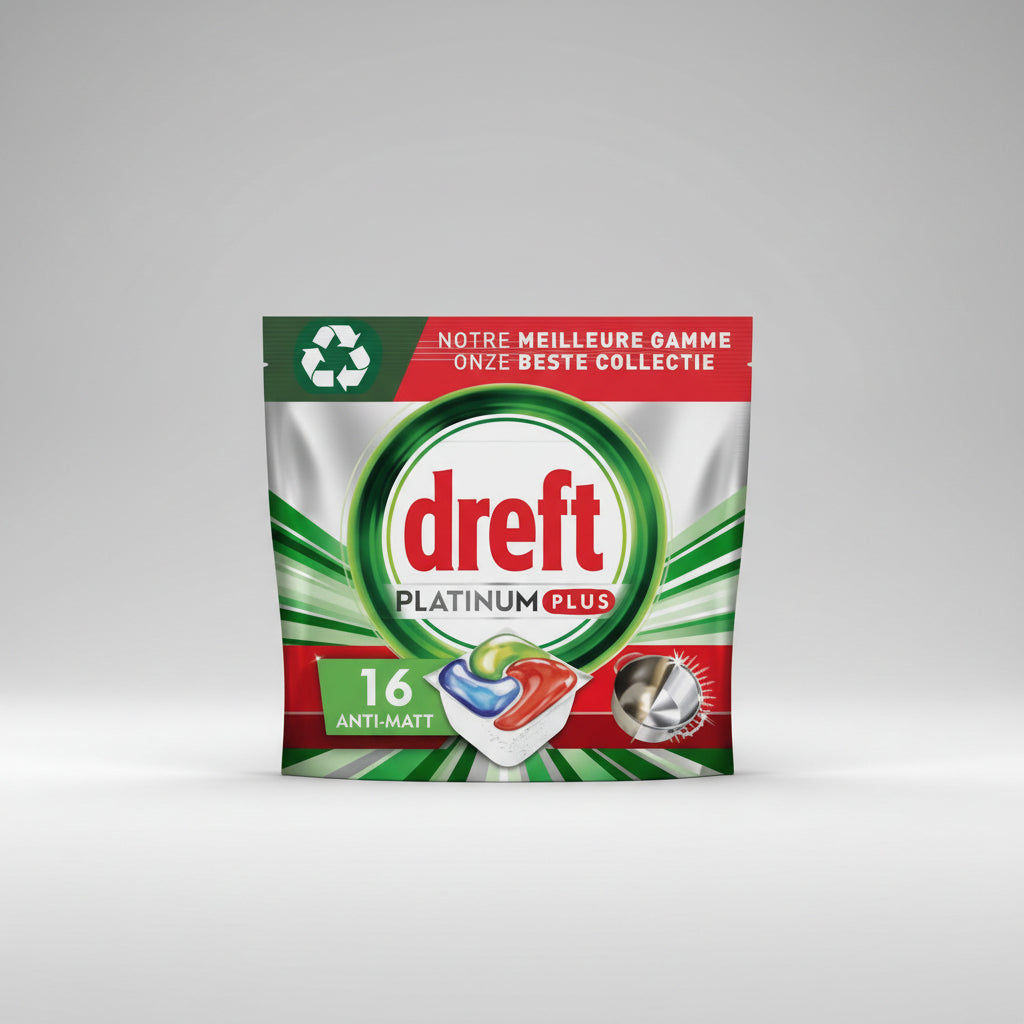 Dreft - Platinum Plus All In One - 7-in-1 Vaatwascapsules - Anti-Mat Technologie - 16 Capsules
