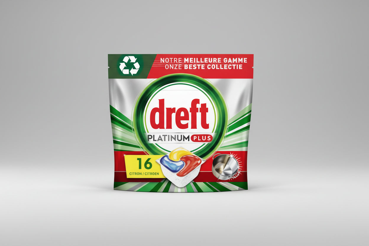 Dreft Platinum Plus All In One - Vaatwascapsules - Citroen - 16 Capsules