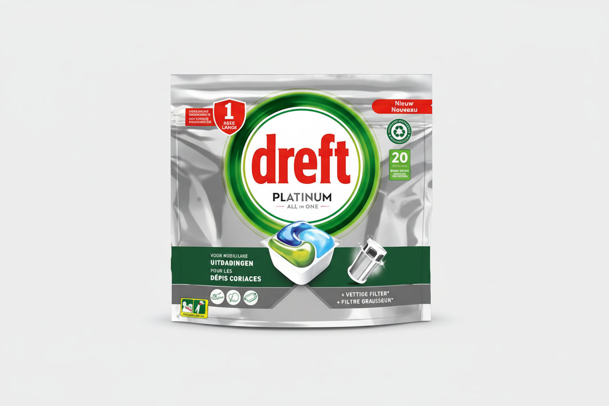 Dreft - Platinum All In One - Vaatwascapsules - Gerecyclede Verpakking - 20 Capsules
